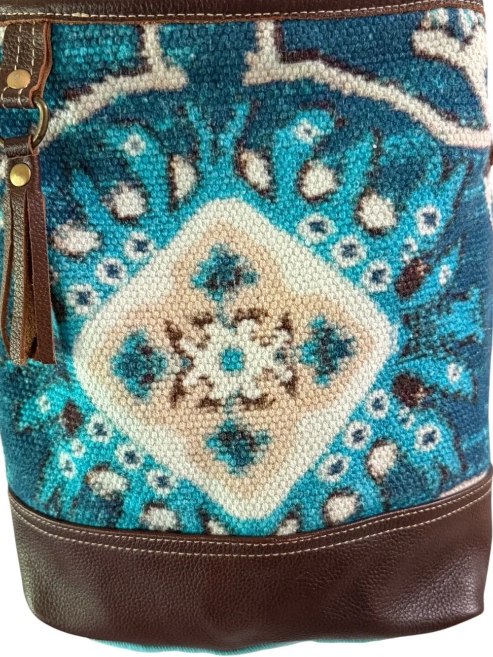 Myra Bag Western Spirited Canvas Leather Rug Adjustable Strap Crossbody